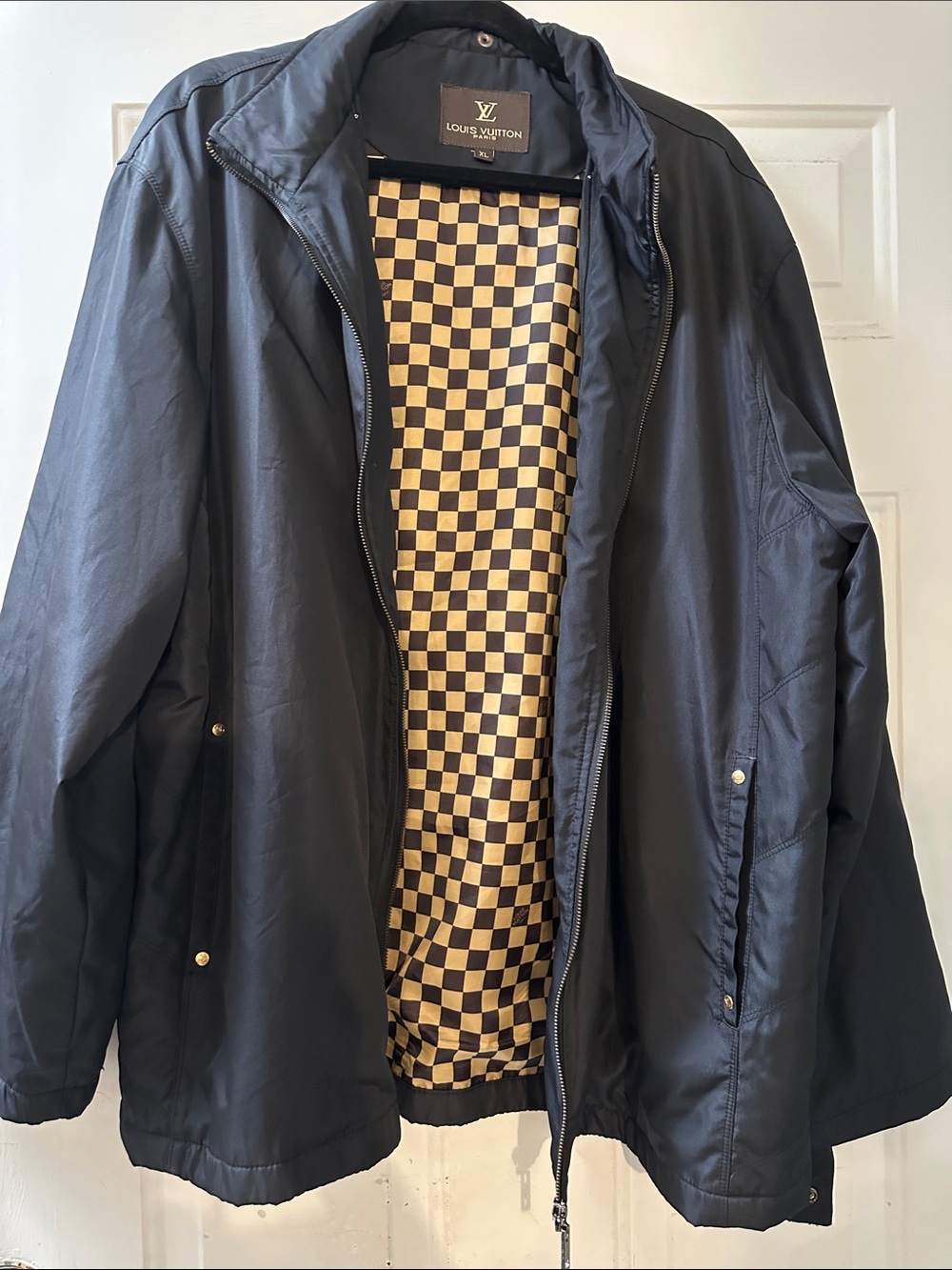 Louis Vuitton Black Damier Checkered Lining windbreaker/jacket.
